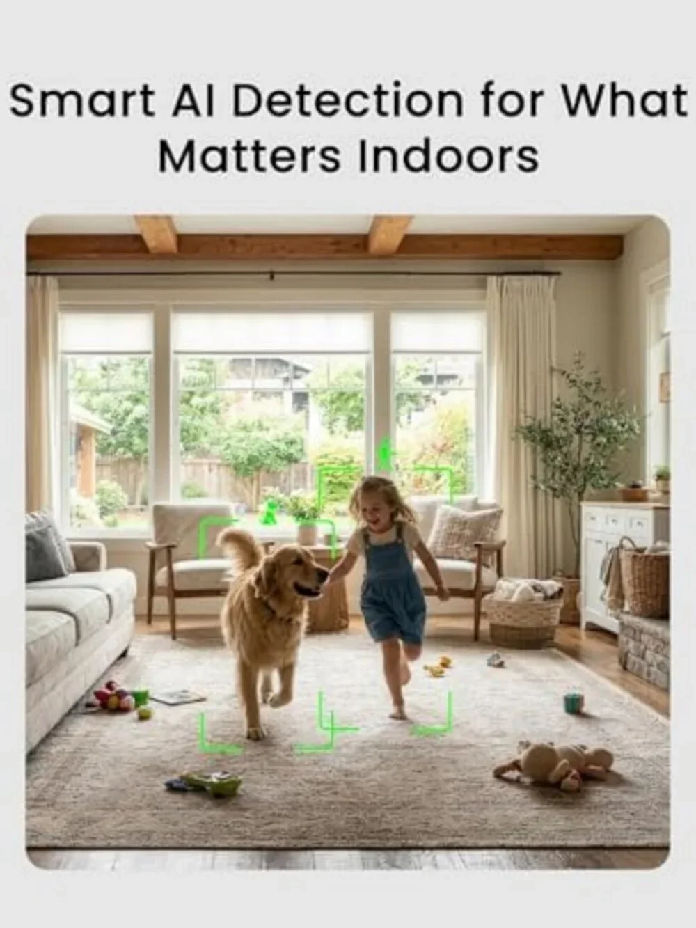 Wireless 2K Magnetic Indoor Security Camera, Battery-Powered, No Subscription